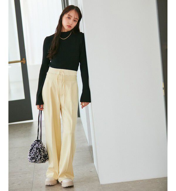 VIS「【洗える】モックネック袖スリットリブニット」|ニット・セーター|