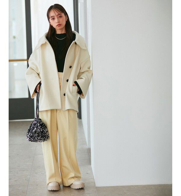 VIS「【洗える】モックネック袖スリットリブニット」|ニット・セーター|