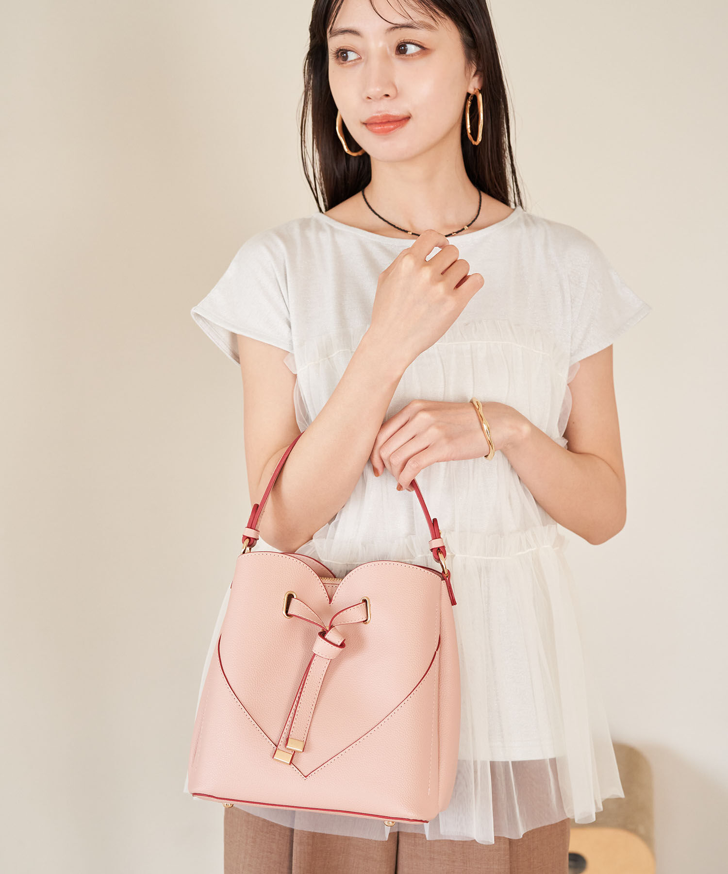 VIS「【追加生産】【2WAY】ハートカットバッグ」|ハンドバッグ|