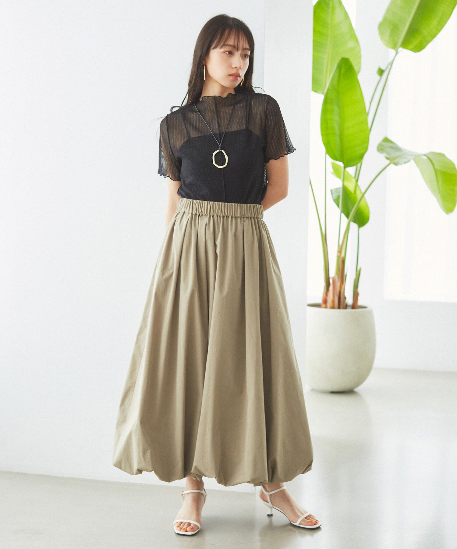 VIS「【洗える】ギャザーバルーンスカート」|スカート|