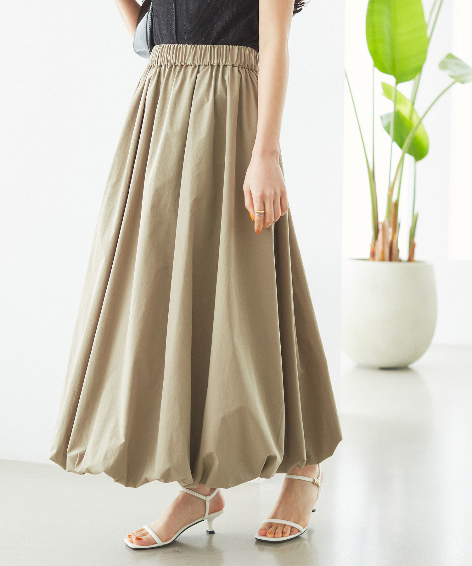 VIS「【洗える】ギャザーバルーンスカート」|スカート|オリーブ(37)