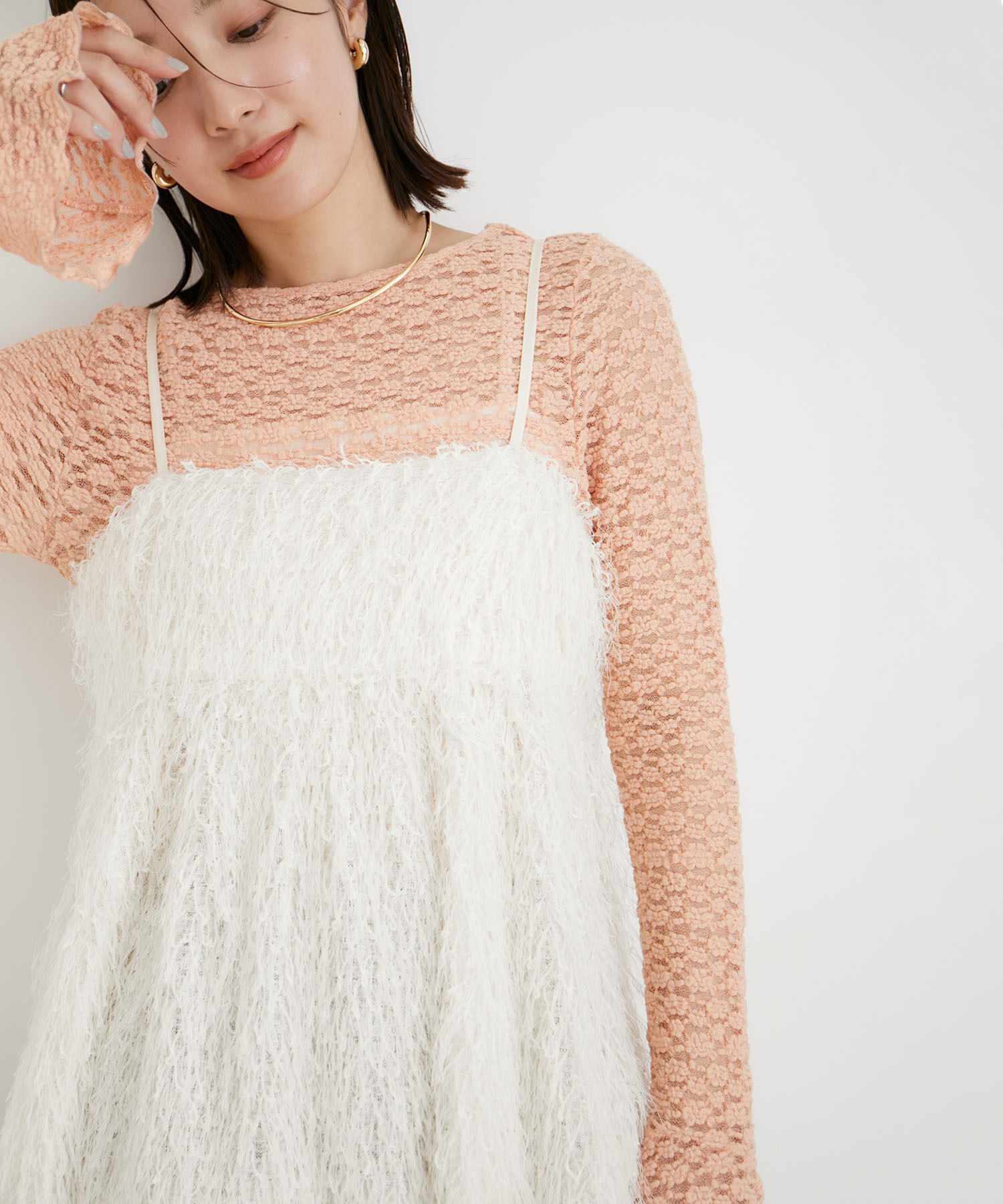 VIS「【洗える】フリンジフレアキャミブラウス」|シャツ・ブラウス|キナリ系(17)