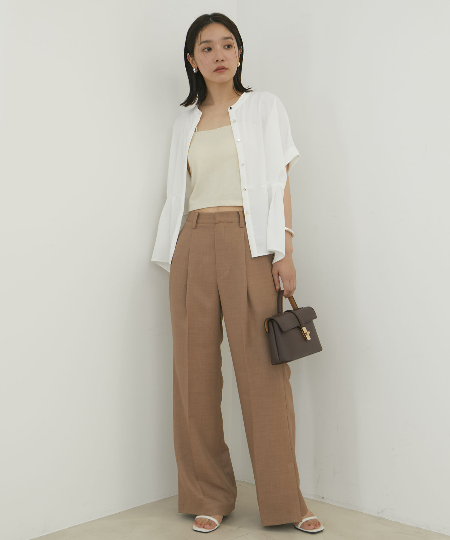 VIS「【洗える】ウエスト切り替えフロントタックブラウス」|シャツ・ブラウス|