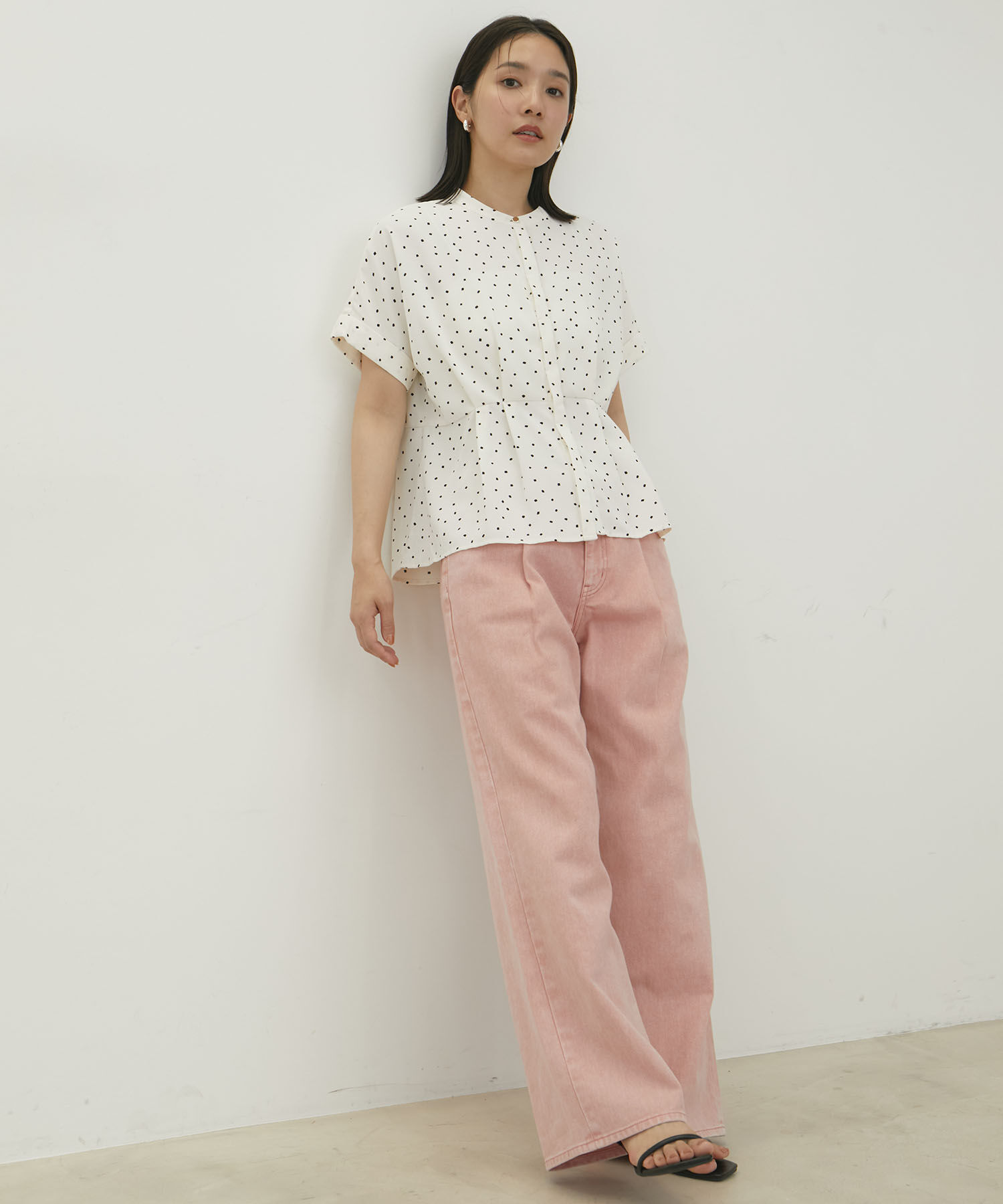 VIS「【洗える】ウエスト切り替えフロントタックブラウス」|シャツ・ブラウス|