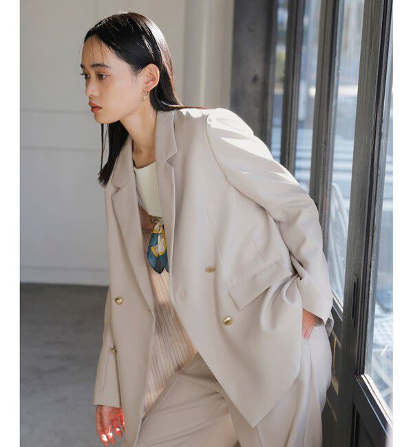 VIS「【美easy】コンフォートツイルWブレスト金ボタンテーラードジャケット【洗える/防シワ/UVケア】」|テーラードジャケット|