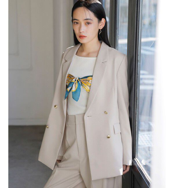 VIS「【美easy】コンフォートツイルWブレスト金ボタンテーラードジャケット【洗える/防シワ/UVケア】」|テーラードジャケット|