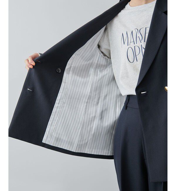 VIS「【美easy】コンフォートツイルWブレスト金ボタンテーラードジャケット【洗える/防シワ/UVケア】」|テーラードジャケット|