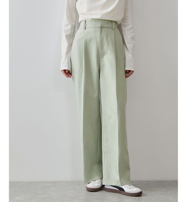 VIS「【美easy】コンフォートツイルワンタックワイドスラックスパンツ【洗える/防シワ/UVケア】」|スラックス|
