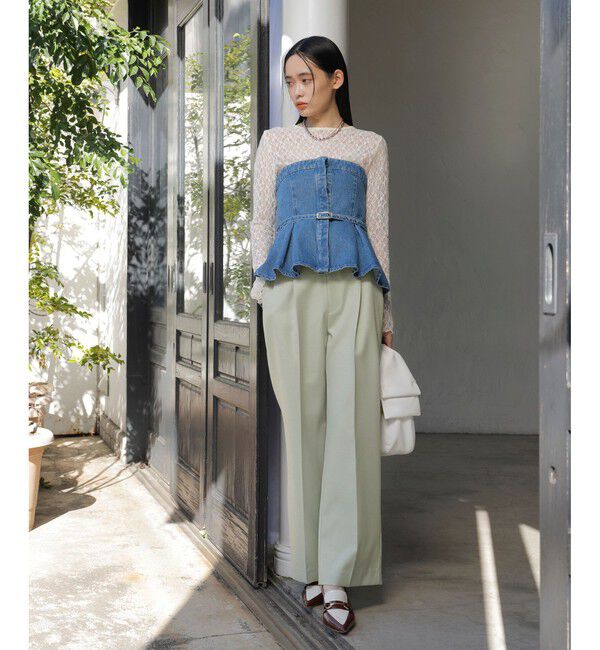 VIS「【美easy】コンフォートツイルワンタックワイドスラックスパンツ【洗える/防シワ/UVケア】」|スラックス|