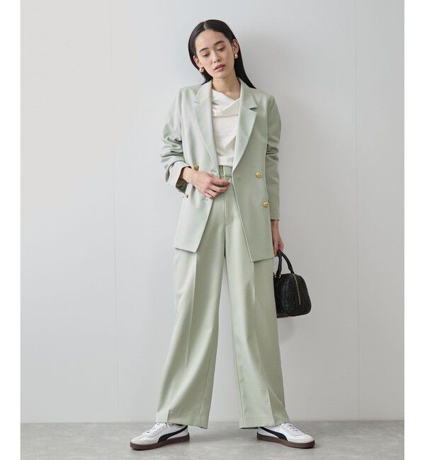 VIS「【美easy】コンフォートツイルワンタックワイドスラックスパンツ【洗える/防シワ/UVケア】」|スラックス|