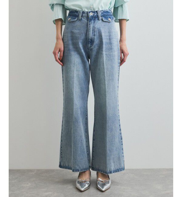 VIS「【洗える】フロントポケットハイウエストフレアデニム」|デニム|