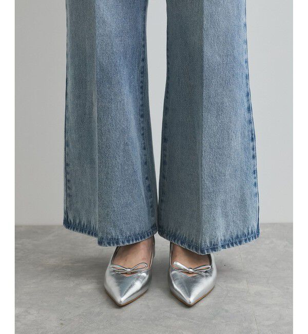 VIS「【洗える】フロントポケットハイウエストフレアデニム」|デニム|