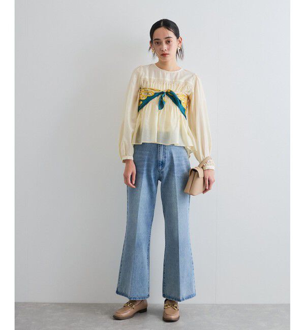 VIS「【洗える】フロントポケットハイウエストフレアデニム」|デニム|