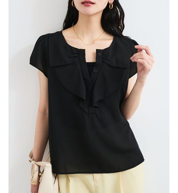VIS「【WEB限定】【2WAY】リボンモチーフフリルブラウス」|シャツ・ブラウス|