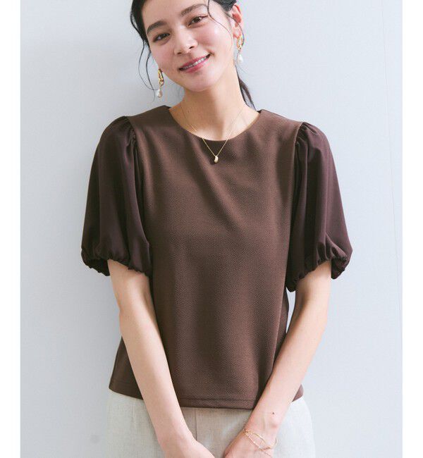 VIS「【WEB限定】ドッキング袖ボリュームカットソー」|Tシャツ・カットソー|ブラウン(20)