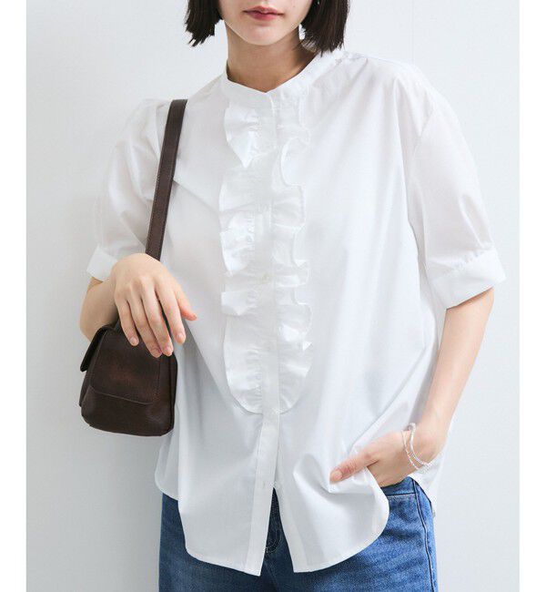 VIS「【WEB限定】フロントフリルディテール半袖ブラウス」|シャツ・ブラウス|