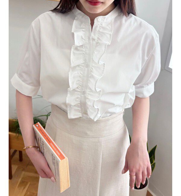 VIS「【WEB限定】フロントフリルディテール半袖ブラウス」|シャツ・ブラウス|