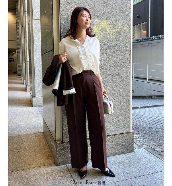 VIS「【WEB限定】フロントフリルディテール半袖ブラウス」|シャツ・ブラウス|