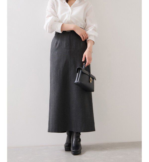 VIS「へリンボーンIラインロングスカート/セットアップ対応」|スカート|チャコール(06)