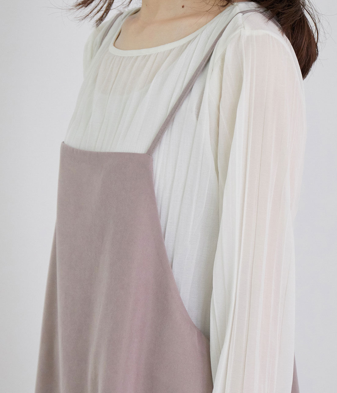 Rope&rsquo;Picnic「【WEB限定カラー:ピンク】微起毛エプロンキャミワンピース」|ワンピース|