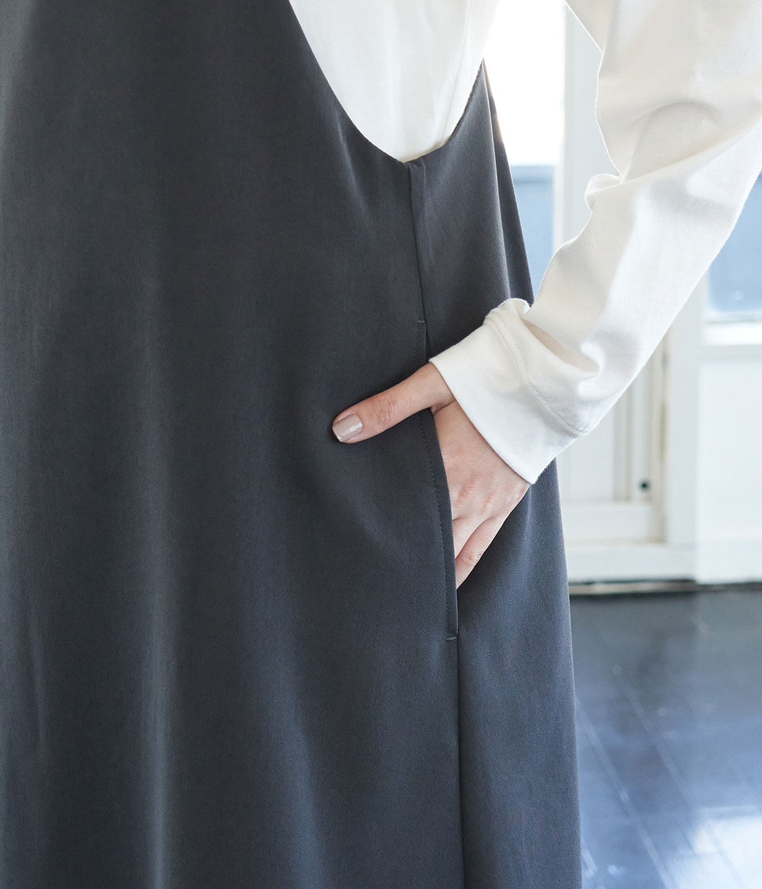 Rope&rsquo;Picnic「【WEB限定カラー:ピンク】微起毛エプロンキャミワンピース」|ワンピース|