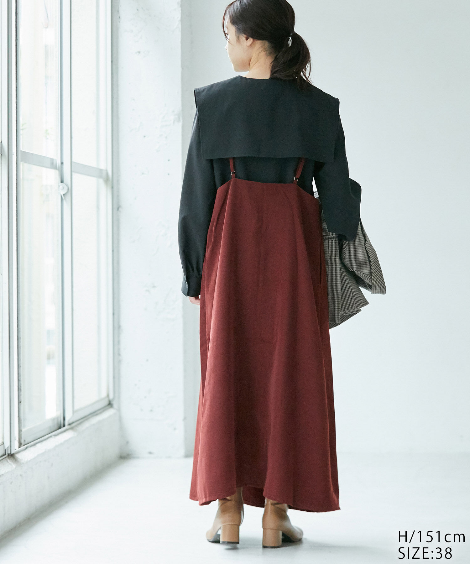 Rope&rsquo;Picnic「【WEB限定カラー:ピンク】微起毛エプロンキャミワンピース」|ワンピース|