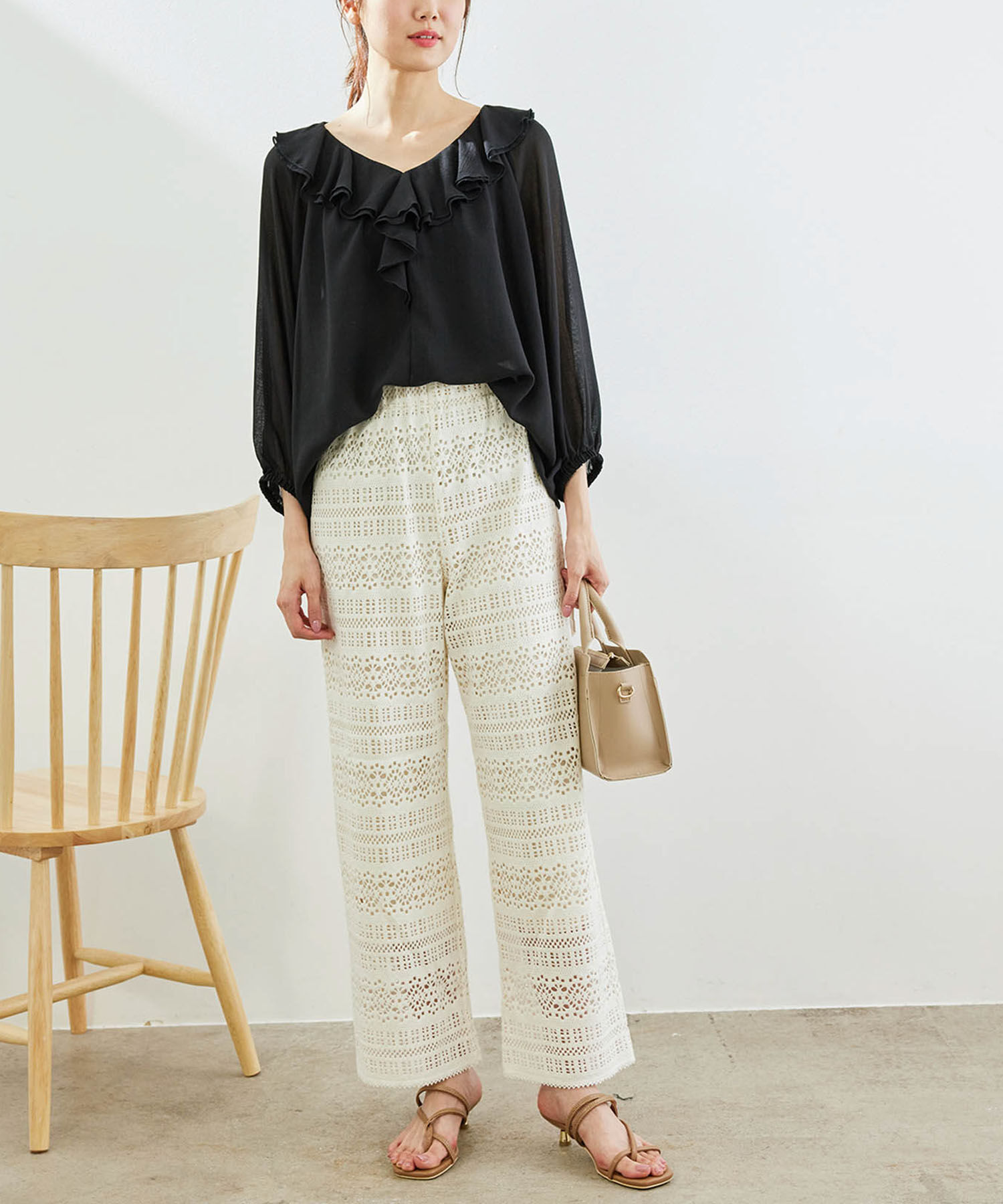 Rope&rsquo;Picnic「フロントラッフルフリルブラウス」|シャツ・ブラウス|