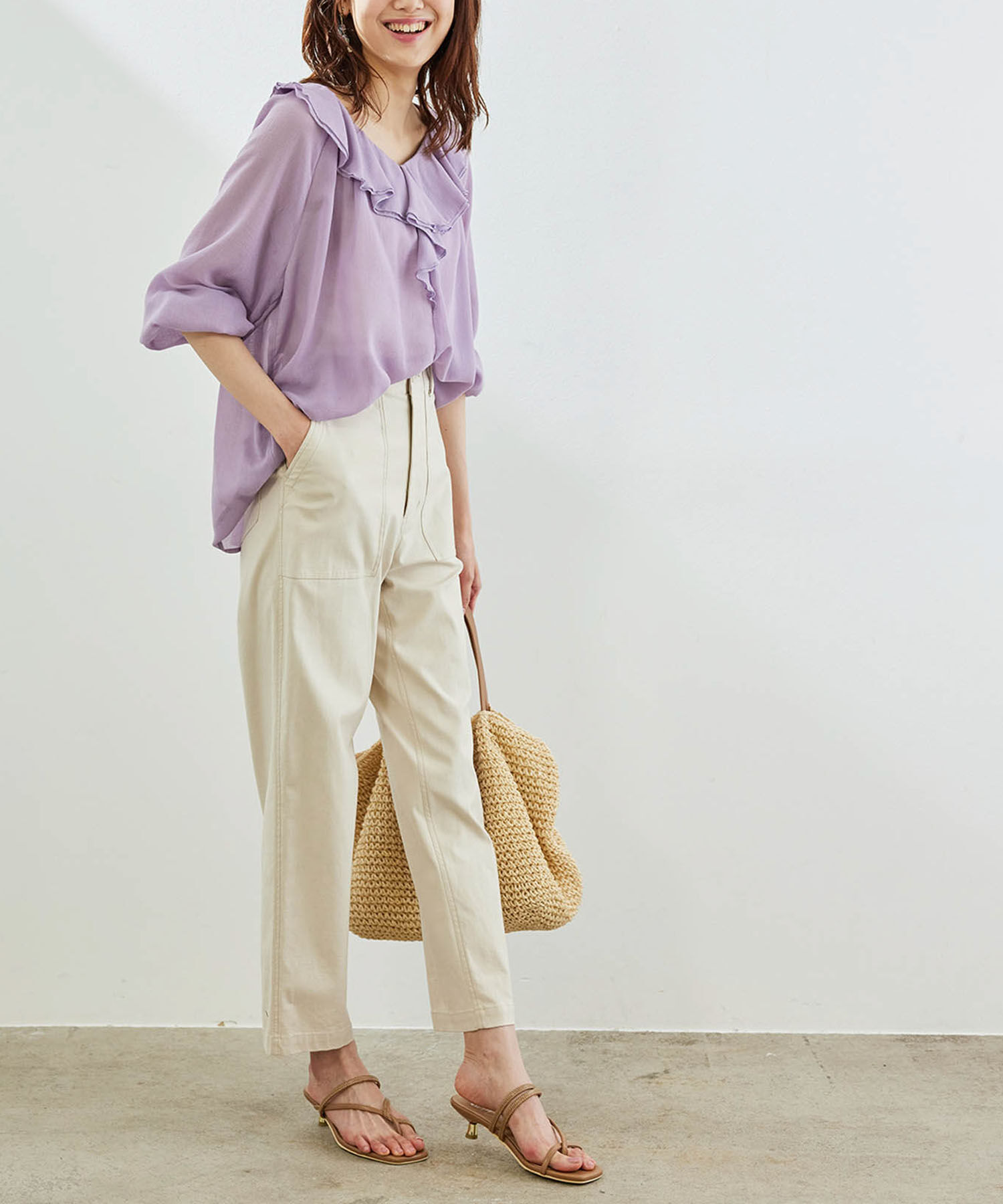 Rope&rsquo;Picnic「フロントラッフルフリルブラウス」|シャツ・ブラウス|