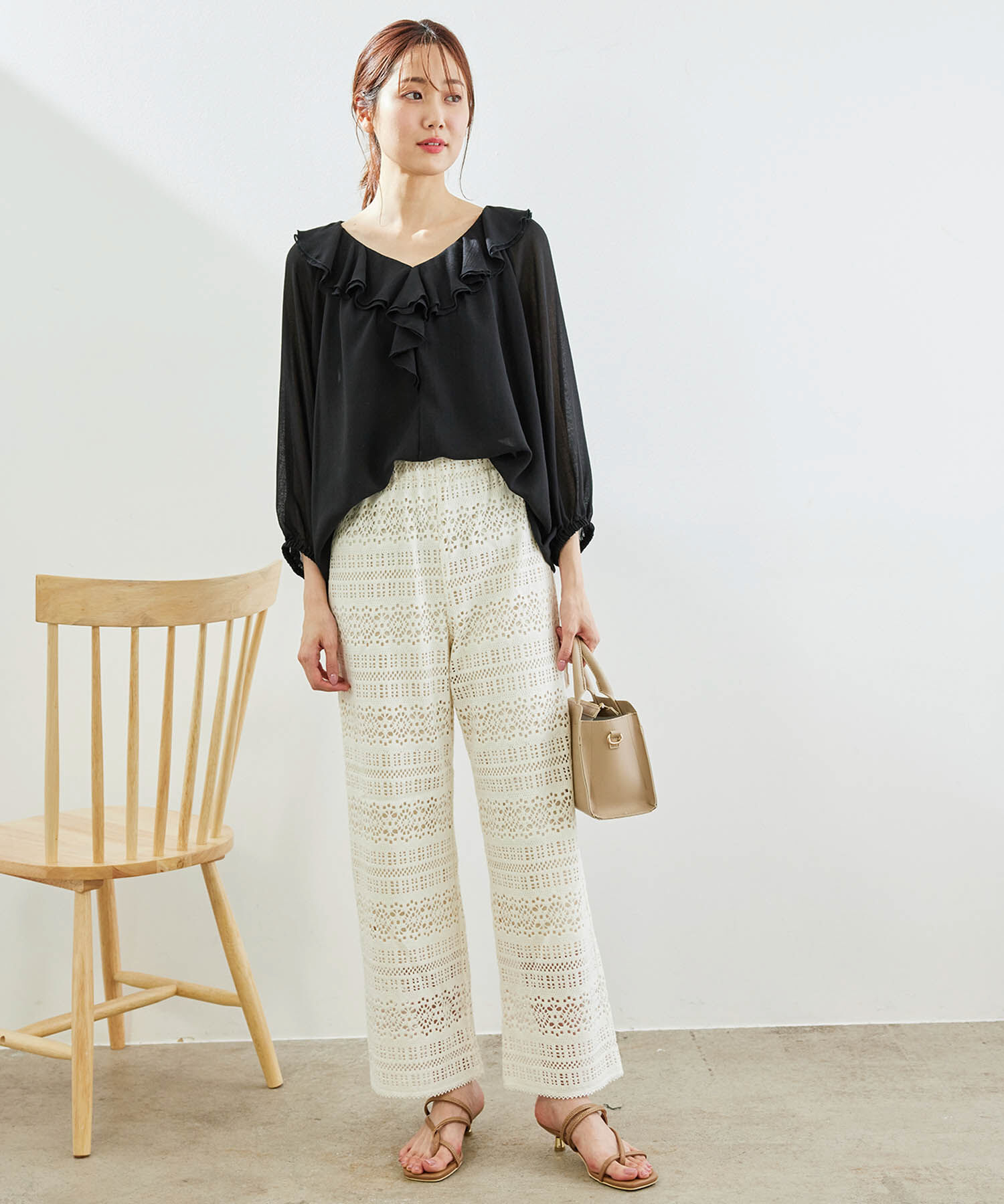 Rope&rsquo;Picnic「フロントラッフルフリルブラウス」|シャツ・ブラウス|