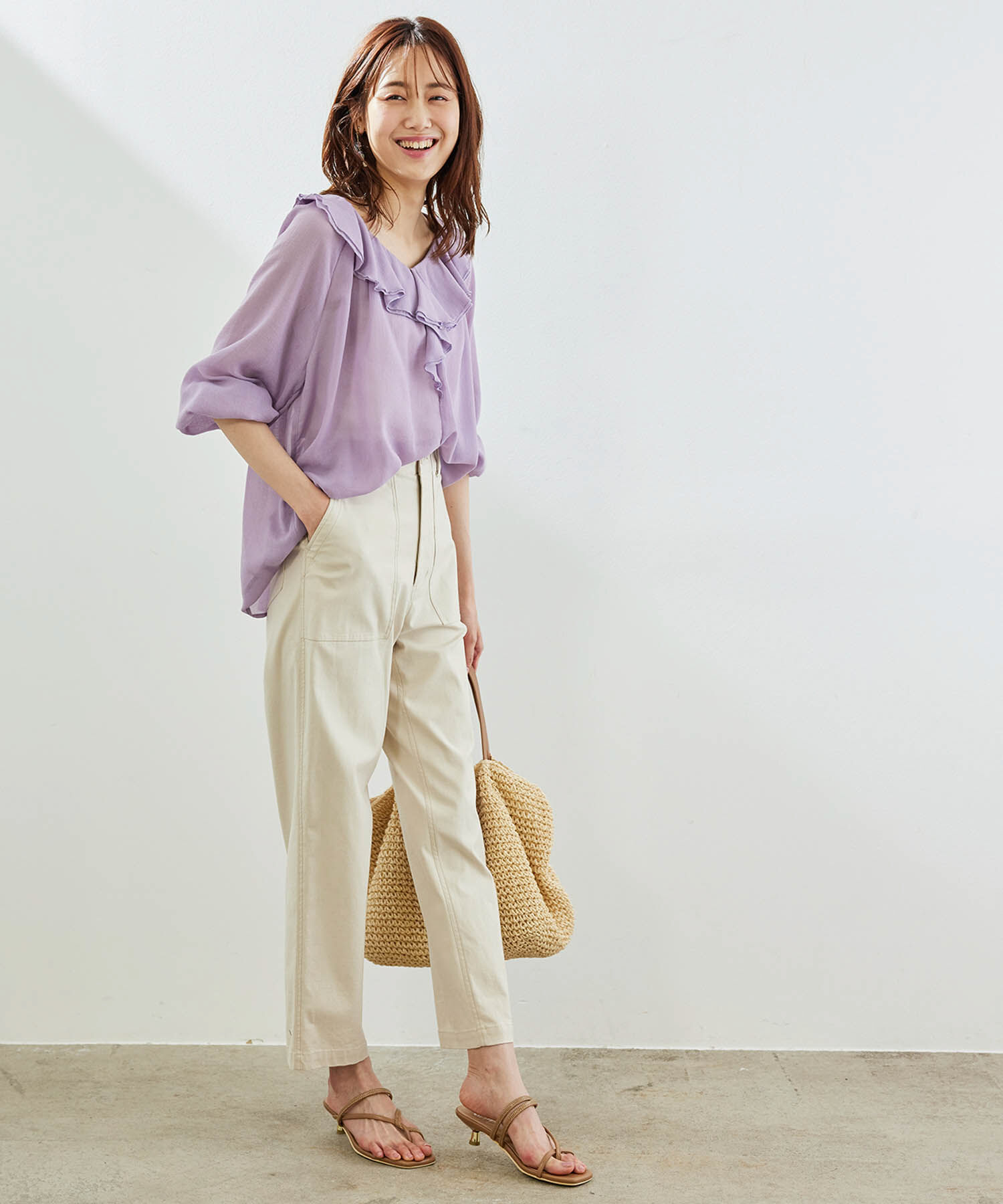 Rope&rsquo;Picnic「フロントラッフルフリルブラウス」|シャツ・ブラウス|