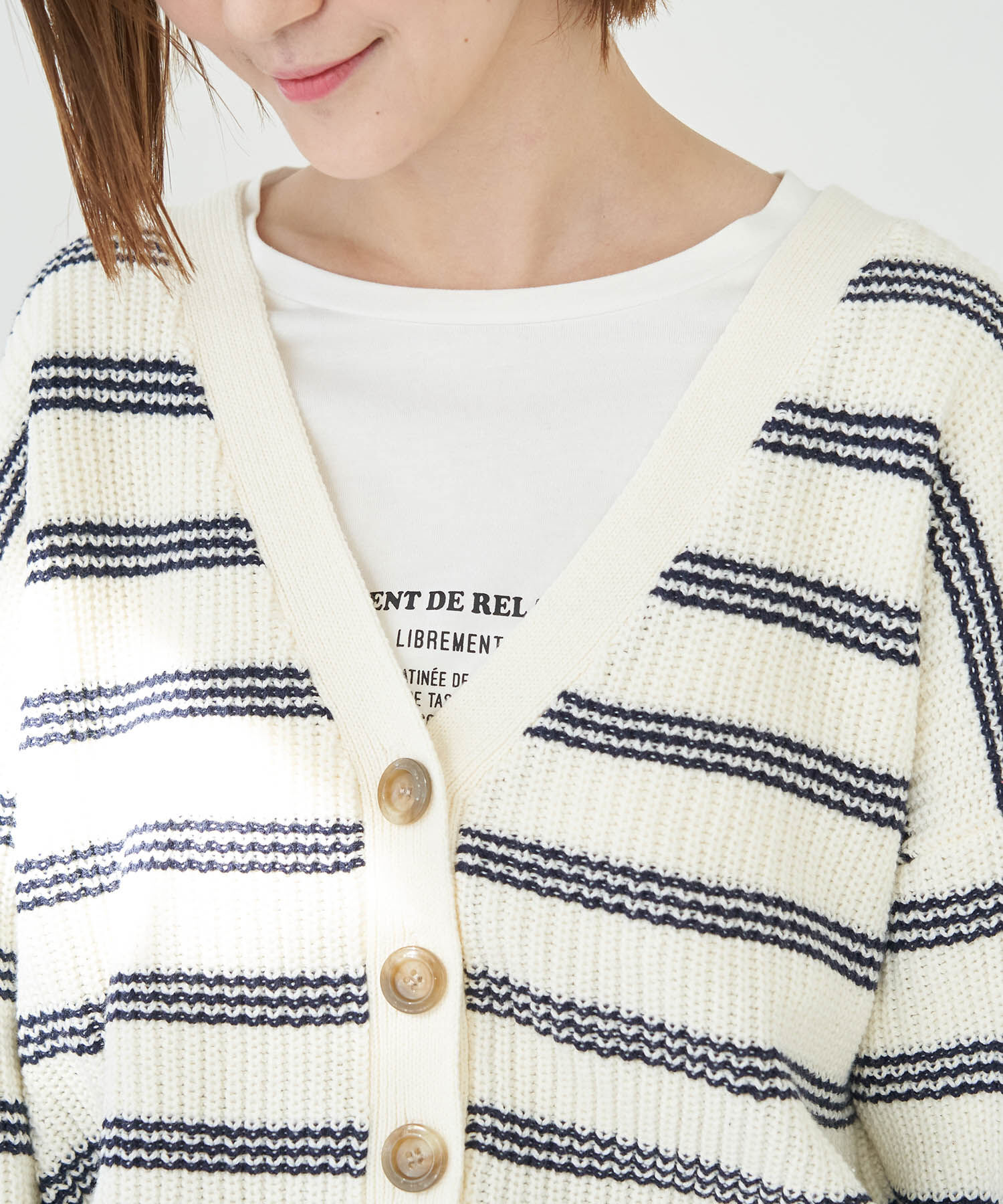 Rope&rsquo;Picnic「ローゲージボーダーカーディガン」|カーディガン|