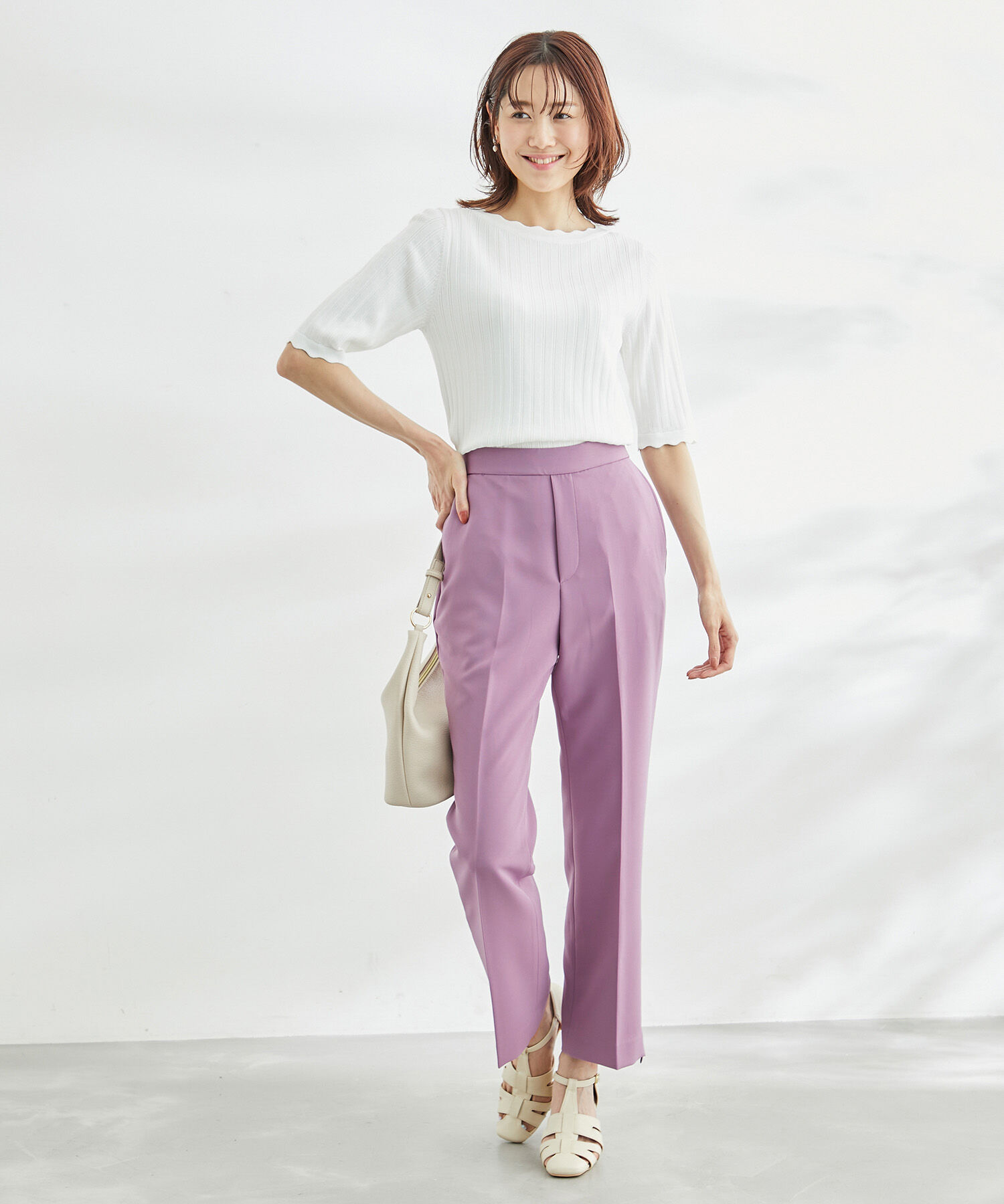 Rope&rsquo;Picnic「【ラク美】ファスナースリットカラーパンツ」|その他|