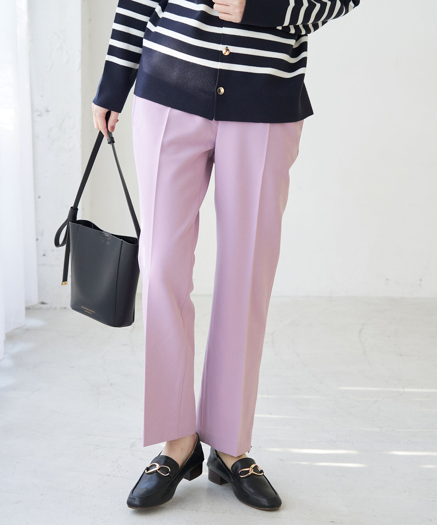 Rope&rsquo;Picnic「【ラク美】ファスナースリットカラーパンツ」|その他|ラベンダー(52)