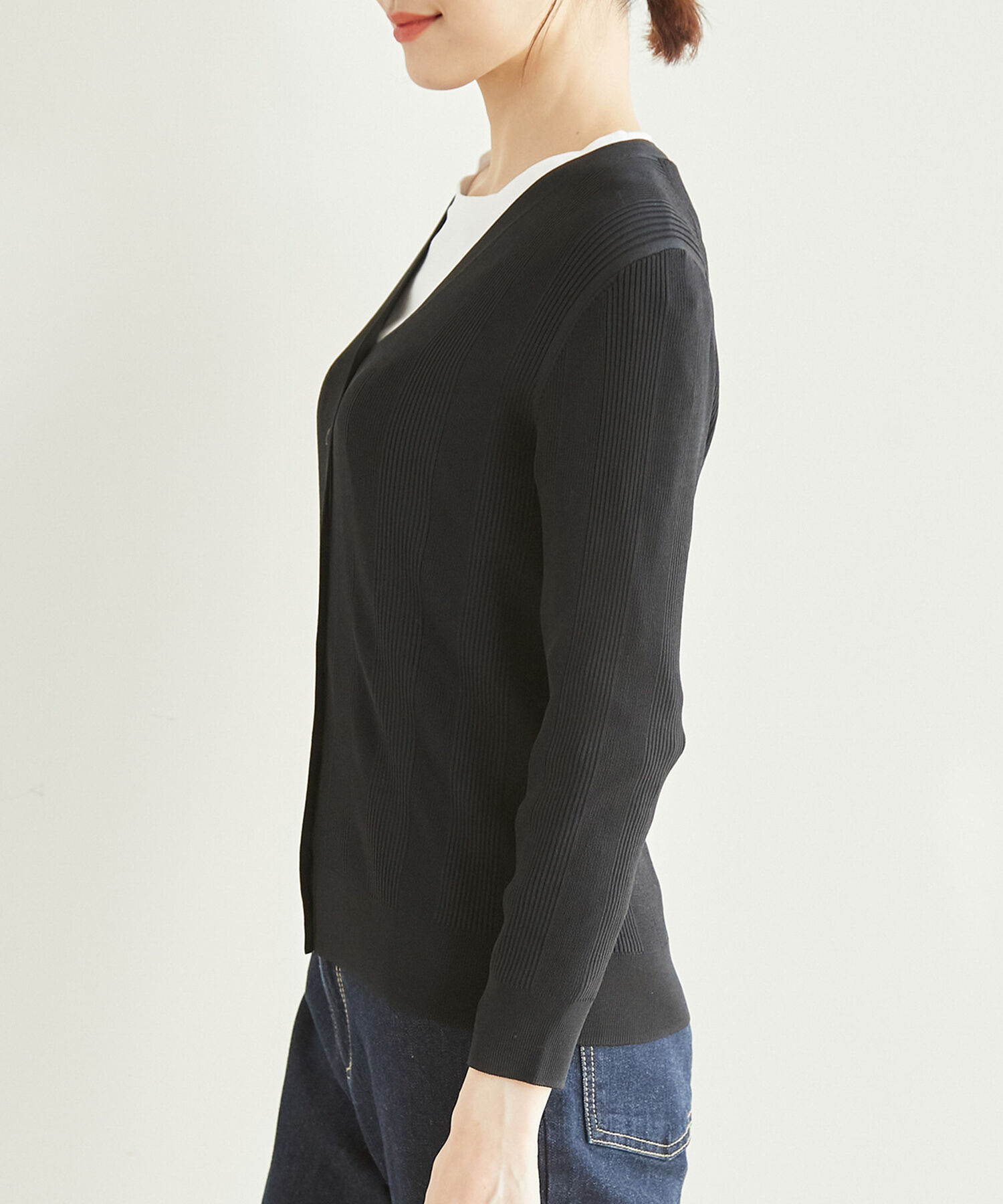 Rope&rsquo;Picnic「【WEB限定カラー:グリーン】ランダムリブニットカーディガン」|カーディガン|