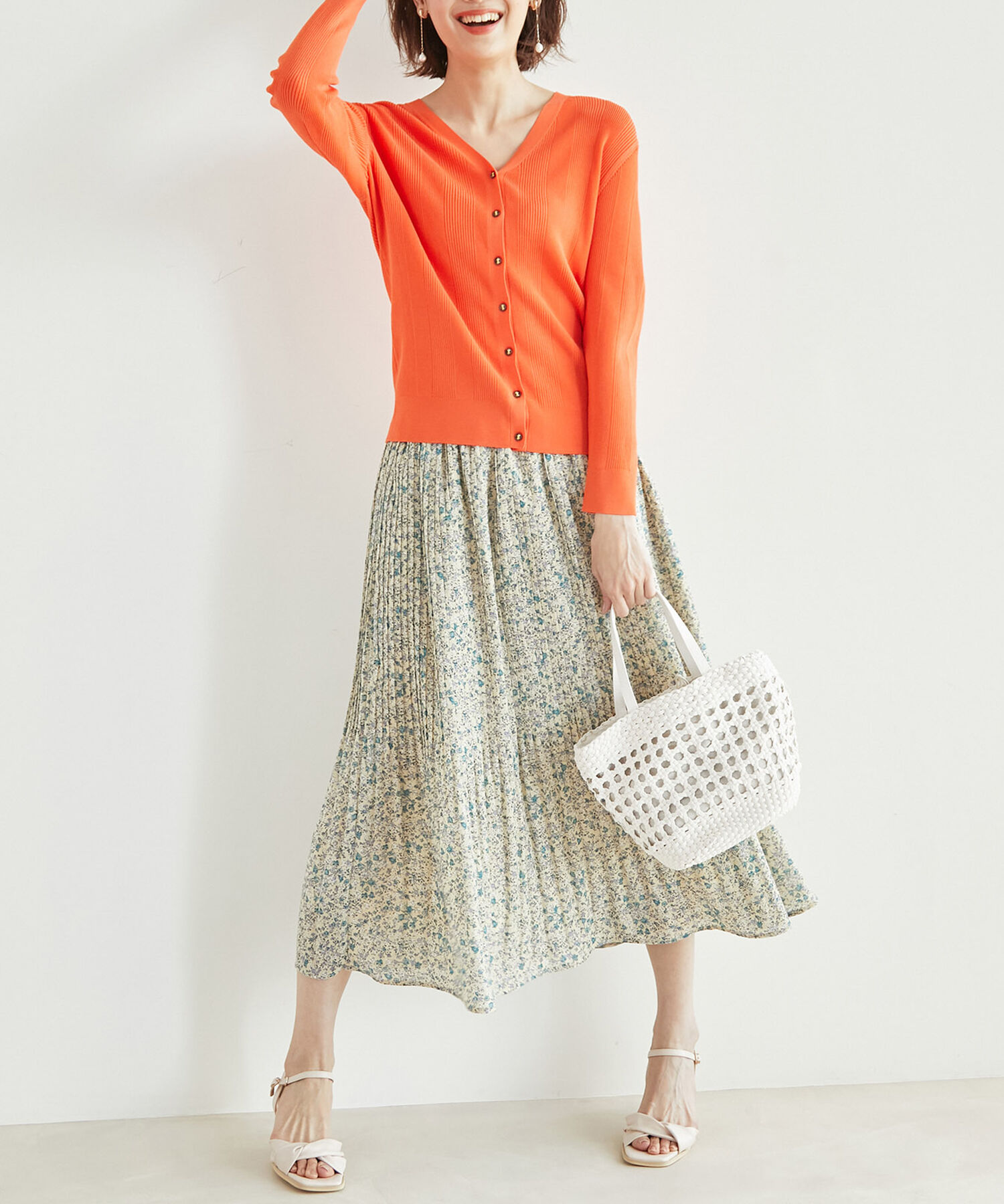 Rope&rsquo;Picnic「【WEB限定カラー:グリーン】ランダムリブニットカーディガン」|カーディガン|