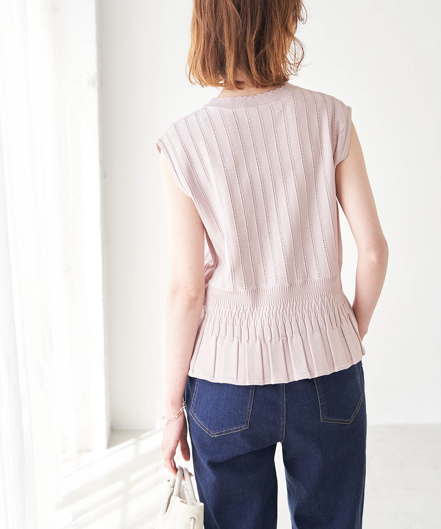 Rope&rsquo;Picnic「アイレットレースペプラムニットプルオーバー」|ニット・セーター|