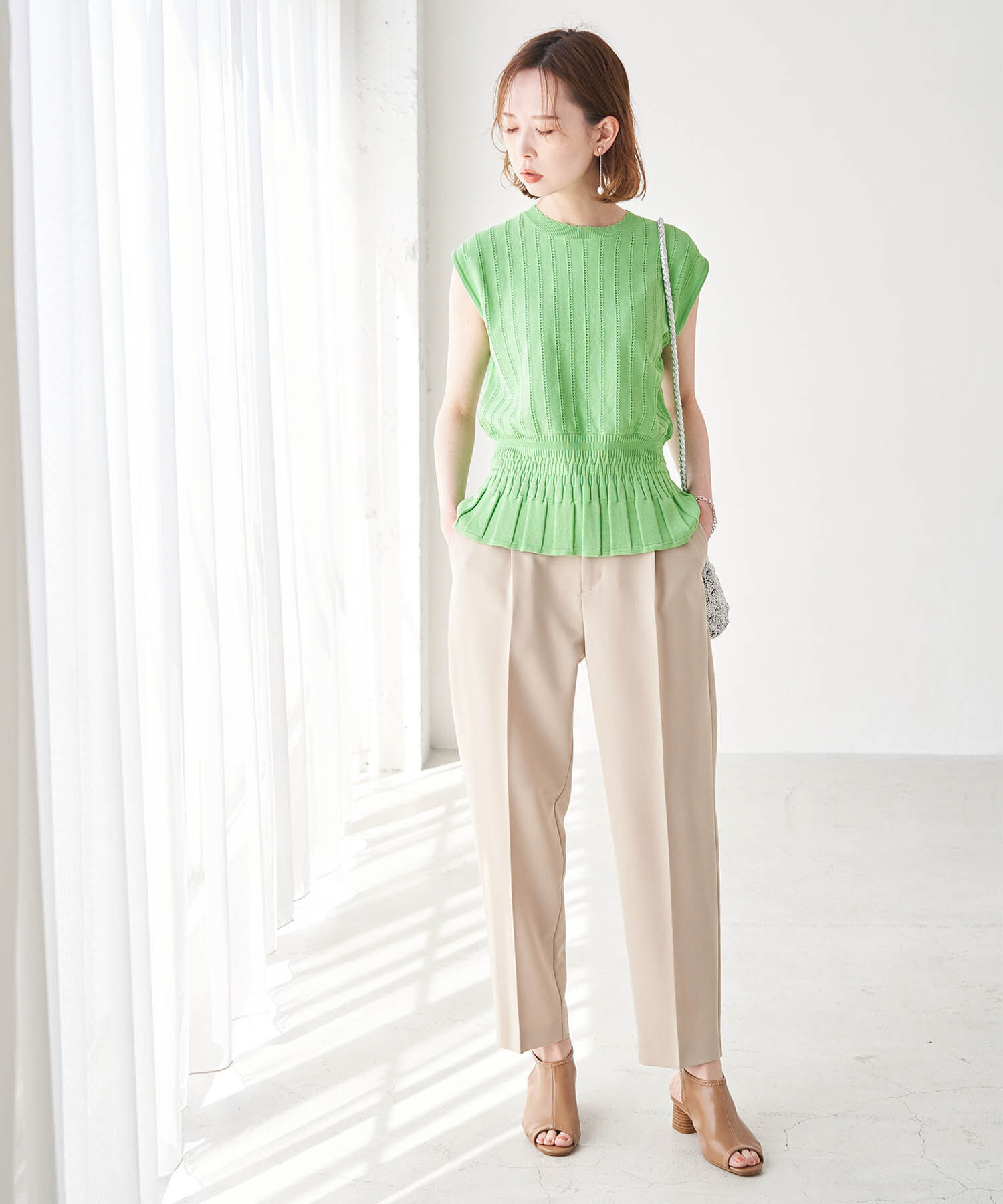 Rope&rsquo;Picnic「アイレットレースペプラムニットプルオーバー」|ニット・セーター|