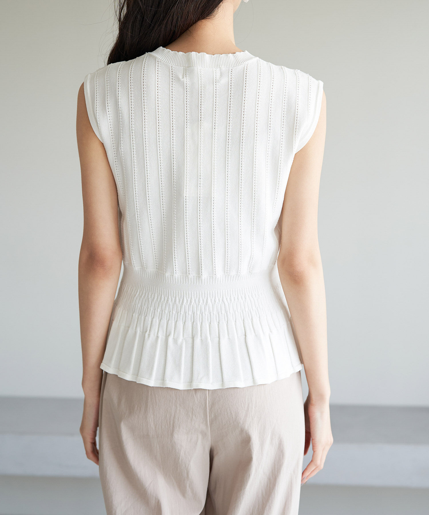 Rope&rsquo;Picnic「アイレットレースペプラムニットプルオーバー」|ニット・セーター|