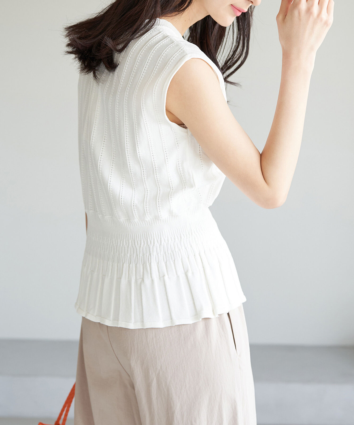 Rope&rsquo;Picnic「アイレットレースペプラムニットプルオーバー」|ニット・セーター|