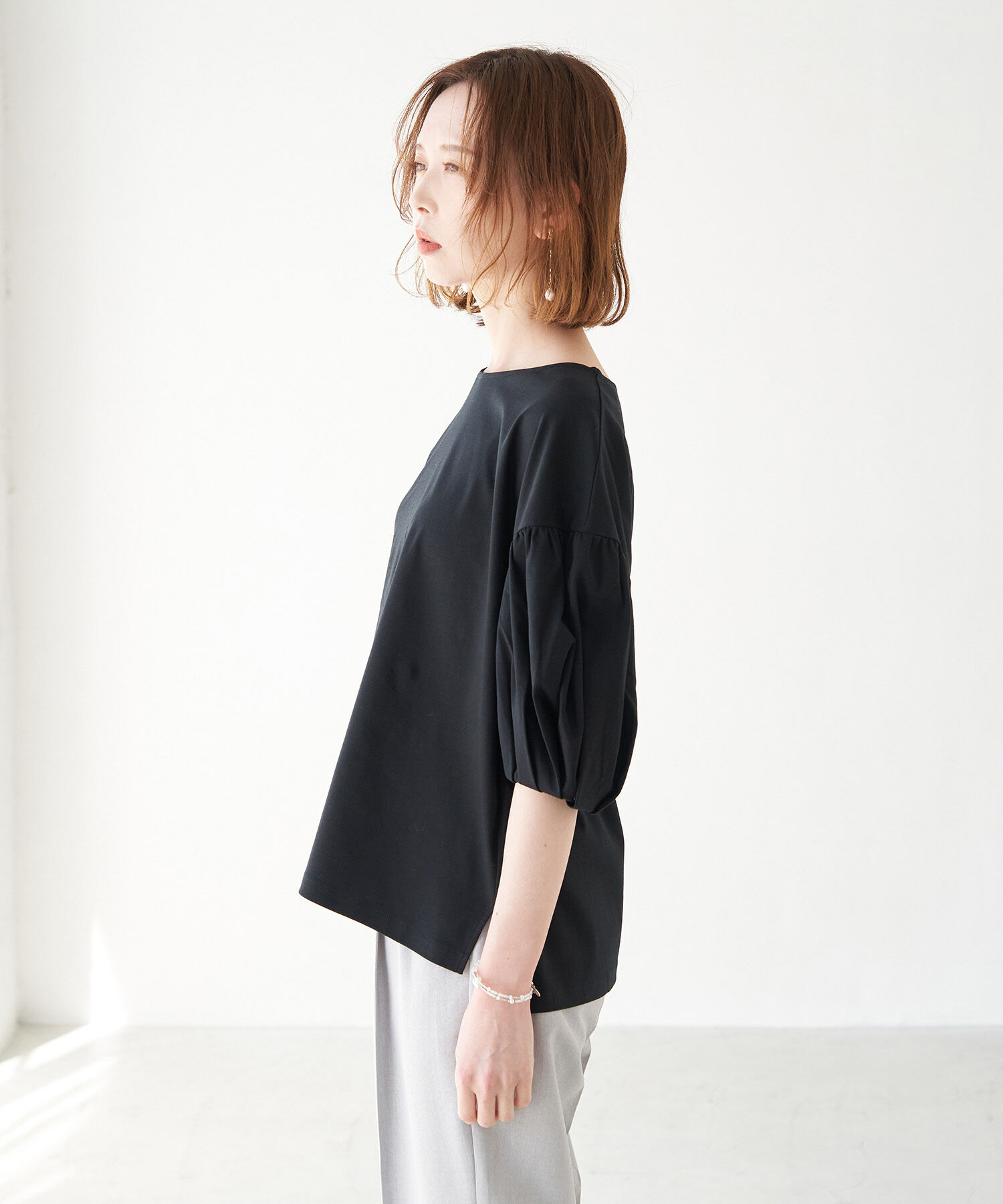 Rope&rsquo;Picnic「80シルケットギャザーパフスリーブプルオーバー」|Tシャツ・カットソー|