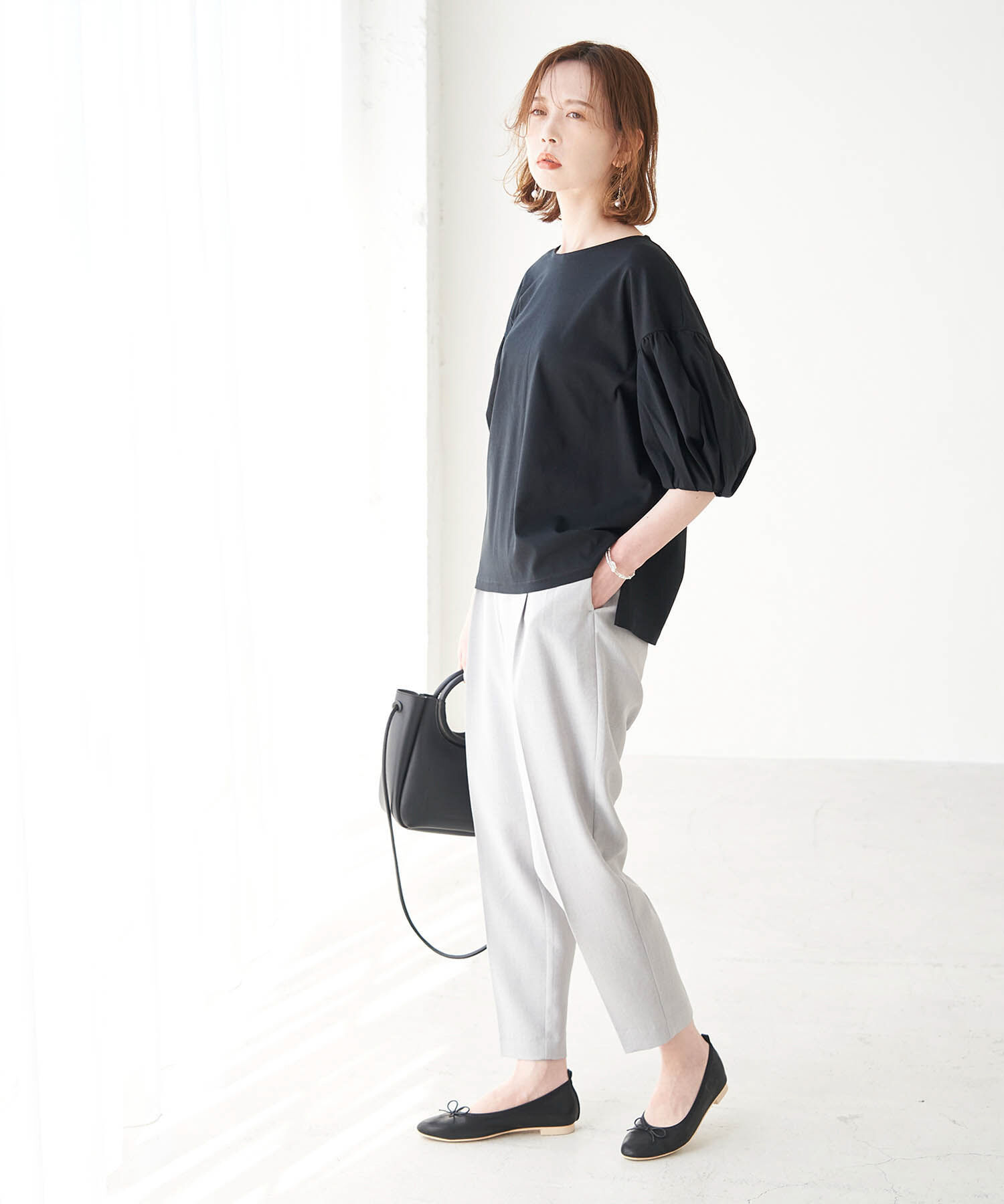 Rope&rsquo;Picnic「80シルケットギャザーパフスリーブプルオーバー」|Tシャツ・カットソー|