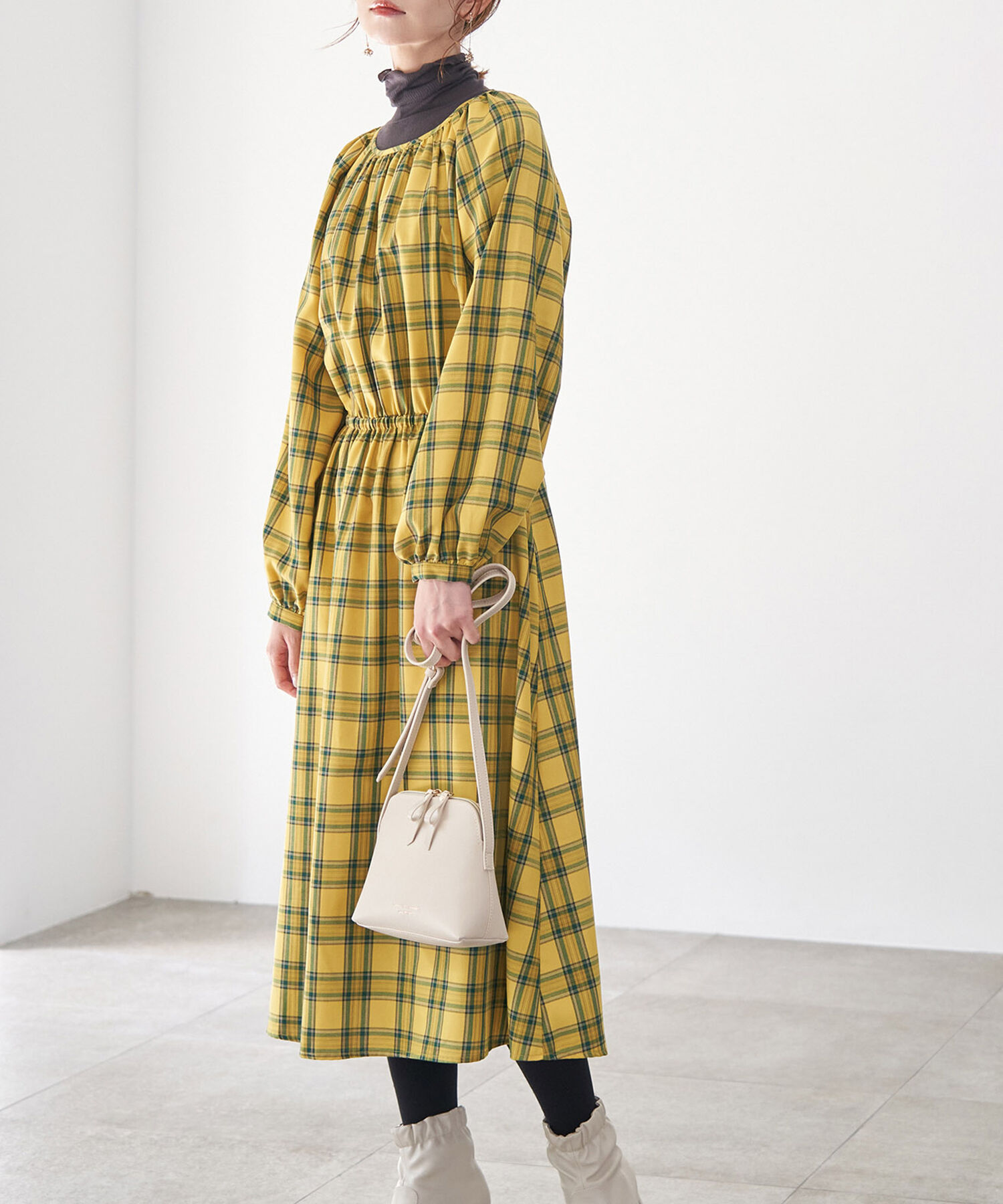 Rope&rsquo;Picnic「午後の紅茶&times;ROPE' PICNIC/チェックワンピース/リンクコーデ 」|ワンピース|イエロー系(81)