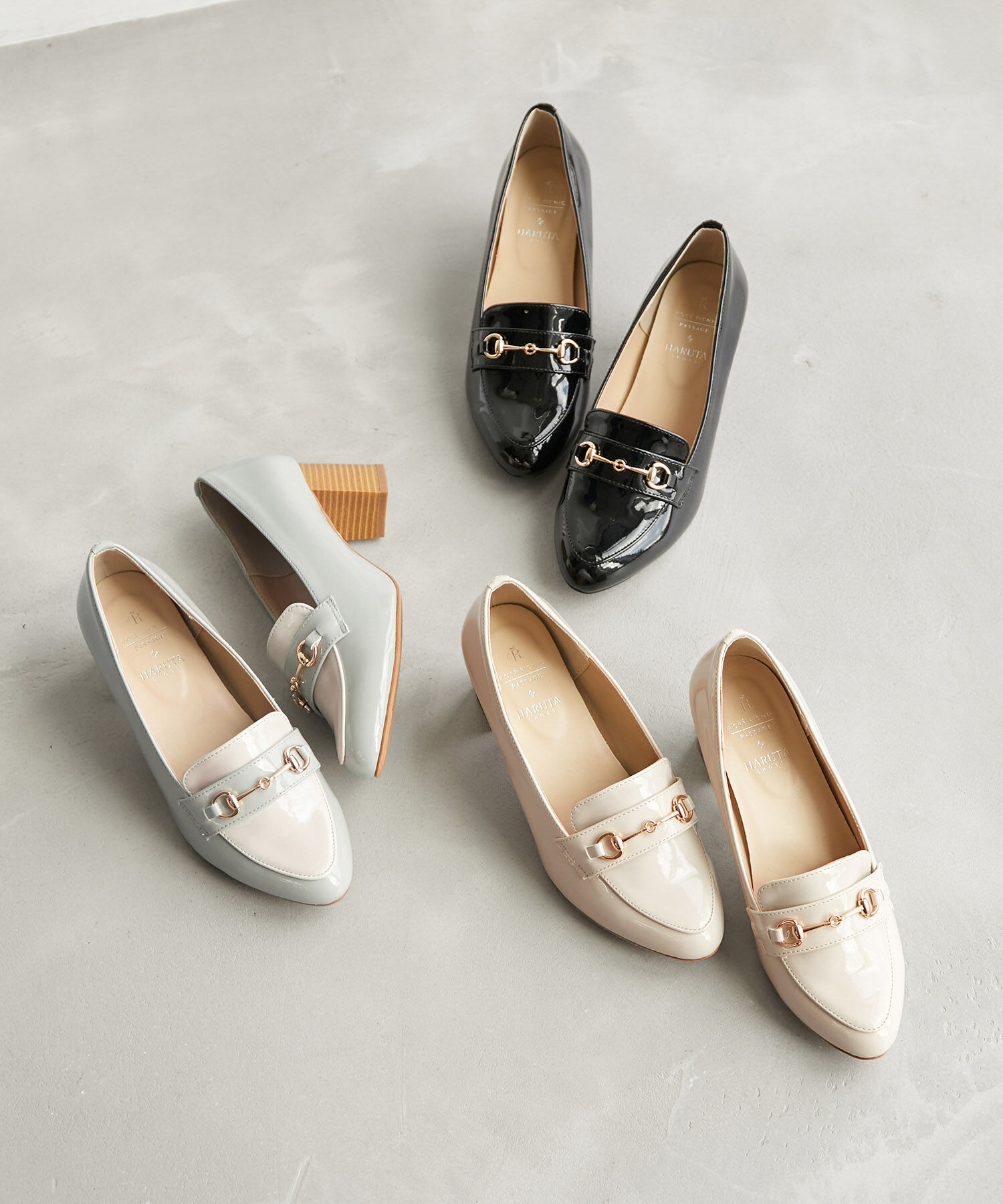 ROPE PICNIC PASSAGE「ROPE' PICNIC PASSAGE byHARUTA/エナメルビット付ヒールアップローファー」|ローファー|