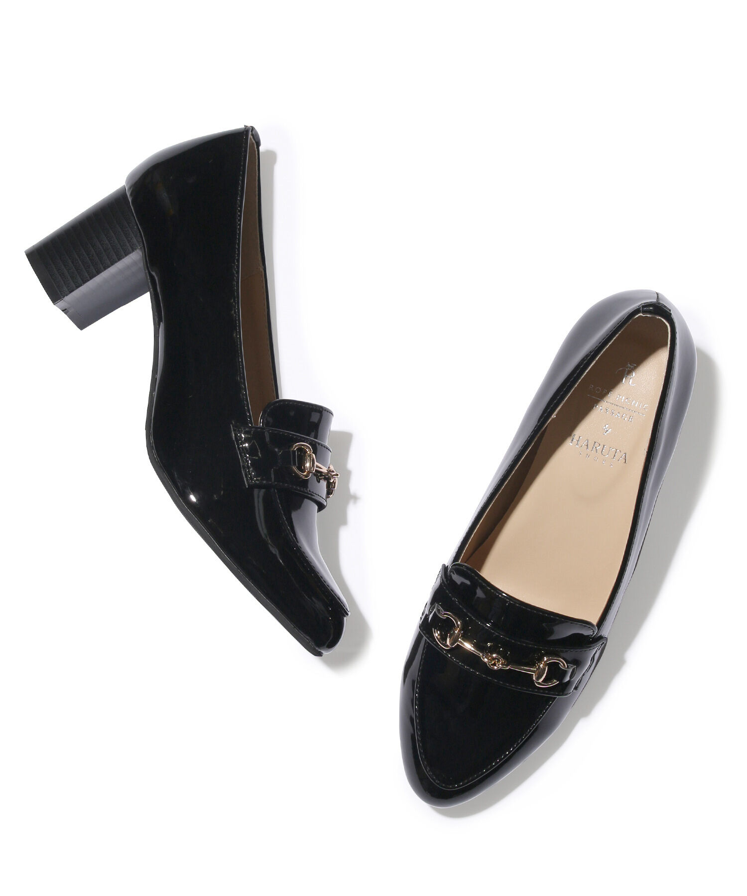 ROPE PICNIC PASSAGE「ROPE' PICNIC PASSAGE byHARUTA/エナメルビット付ヒールアップローファー」|ローファー|