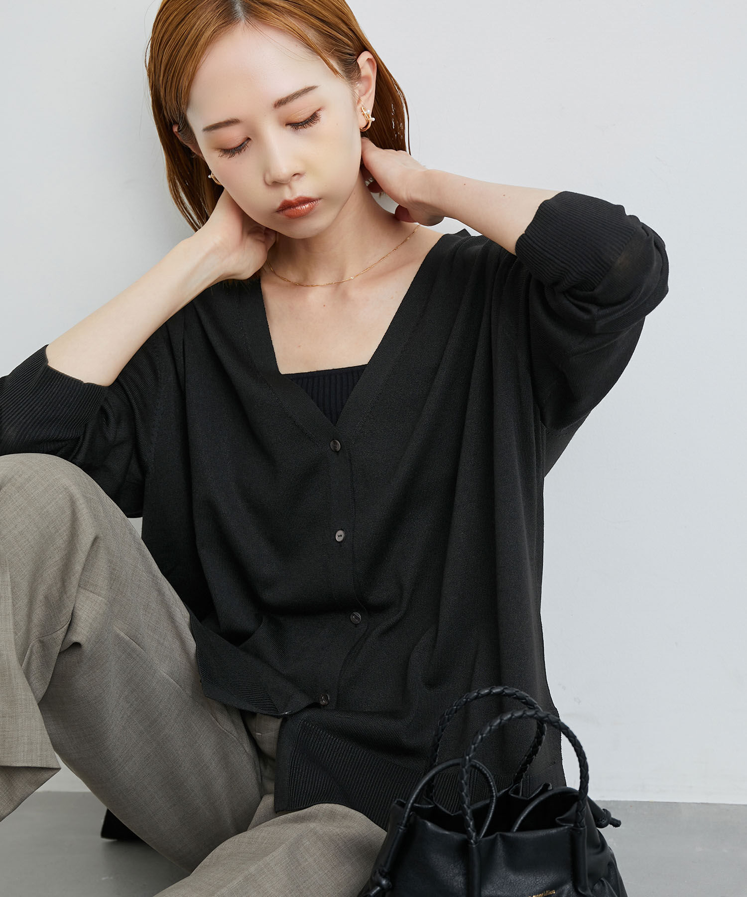 Rope&rsquo;Picnic「洗える/Vネックラメカーディガン」|カーディガン|