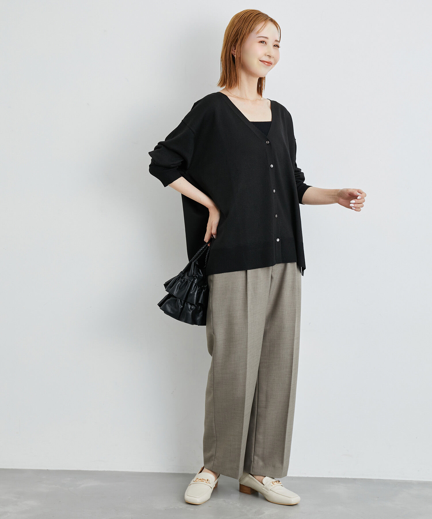 Rope&rsquo;Picnic「洗える/Vネックラメカーディガン」|カーディガン|