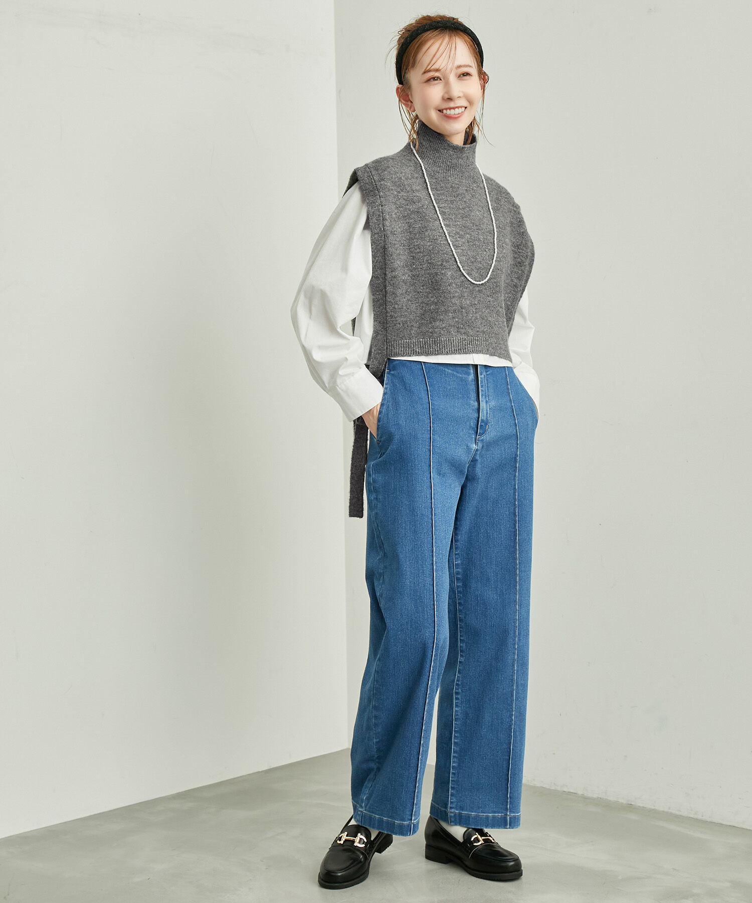 ROPE PICNIC PASSAGE「サイドリボンレイヤードベスト」|ベスト・ジレ|