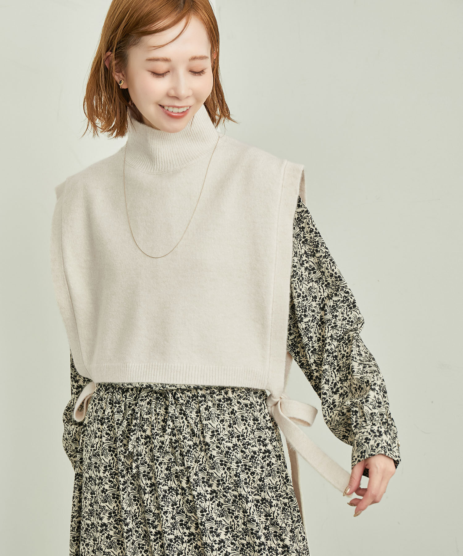 ROPE PICNIC PASSAGE「サイドリボンレイヤードベスト」|ベスト・ジレ|