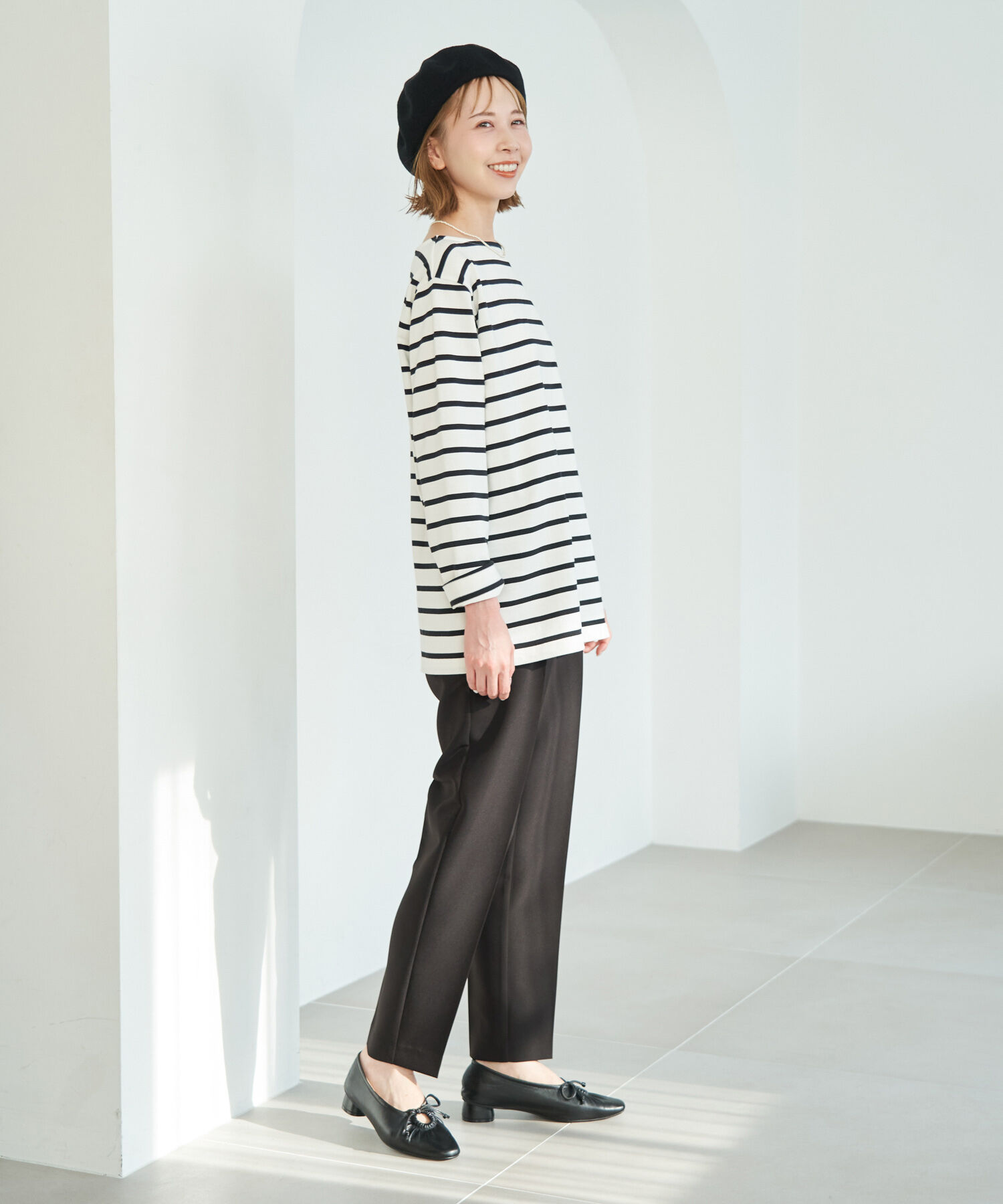 Rope&rsquo;Picnic「着丈が選べるボーダーカットトップス/リンクコーデ 」|Tシャツ・カットソー|