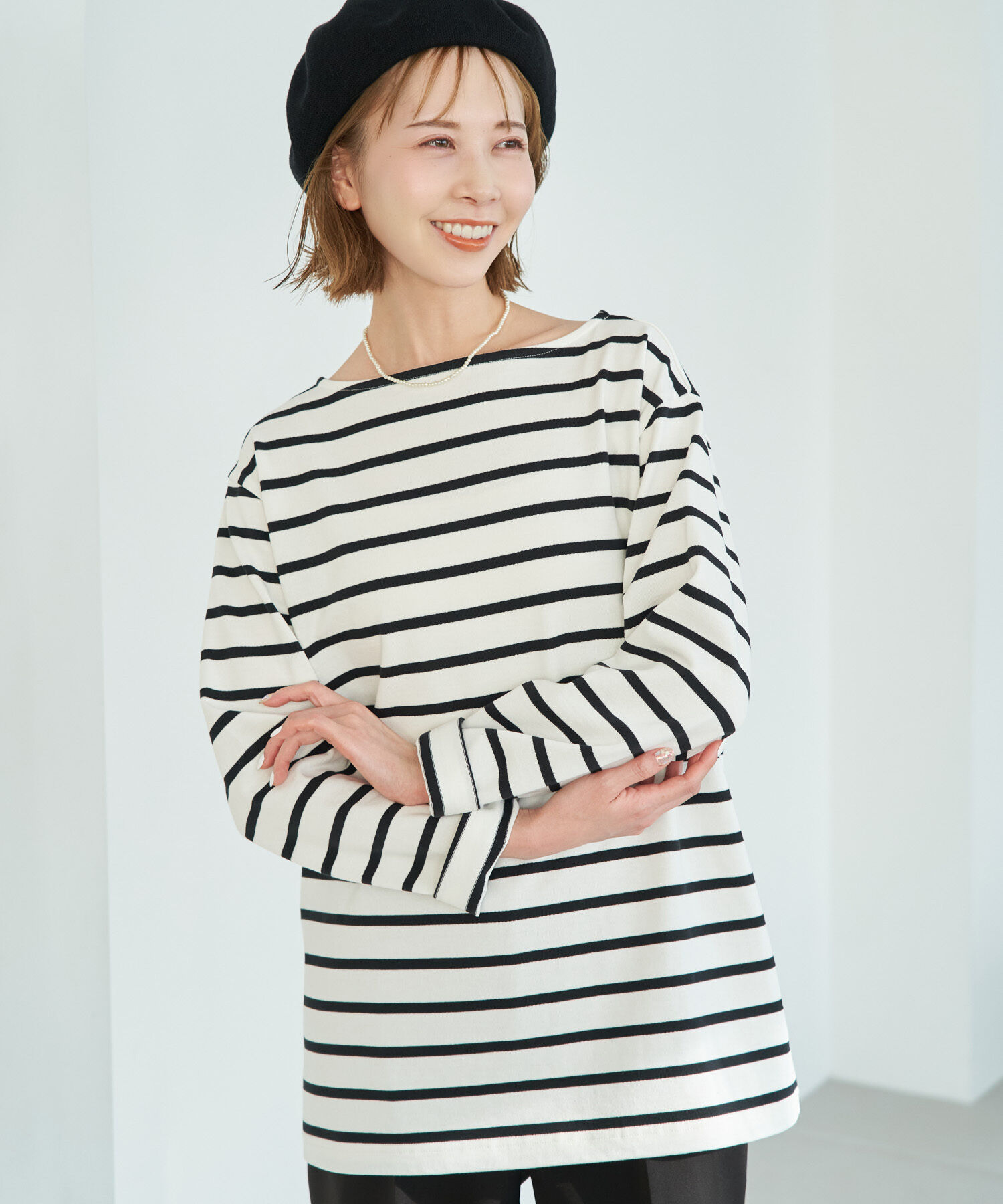 Rope&rsquo;Picnic「着丈が選べるボーダーカットトップス/リンクコーデ 」|Tシャツ・カットソー|